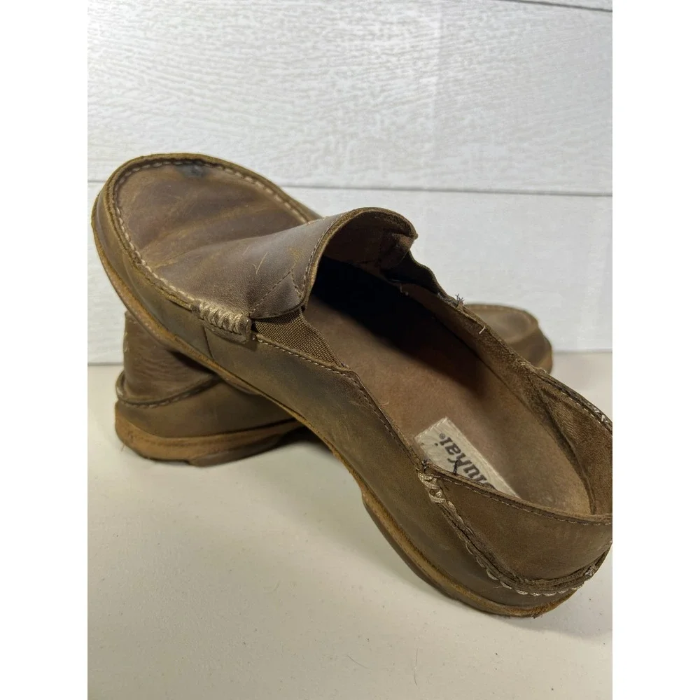 OLUKAI Moloa 9.5 Mens 10128-2733 Casual Brown Leather  Slip On Loafer Shoe